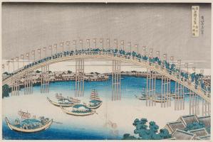 Tenma Bridge in Setsu Province (Rare Views of Famous Japanese Bridges)